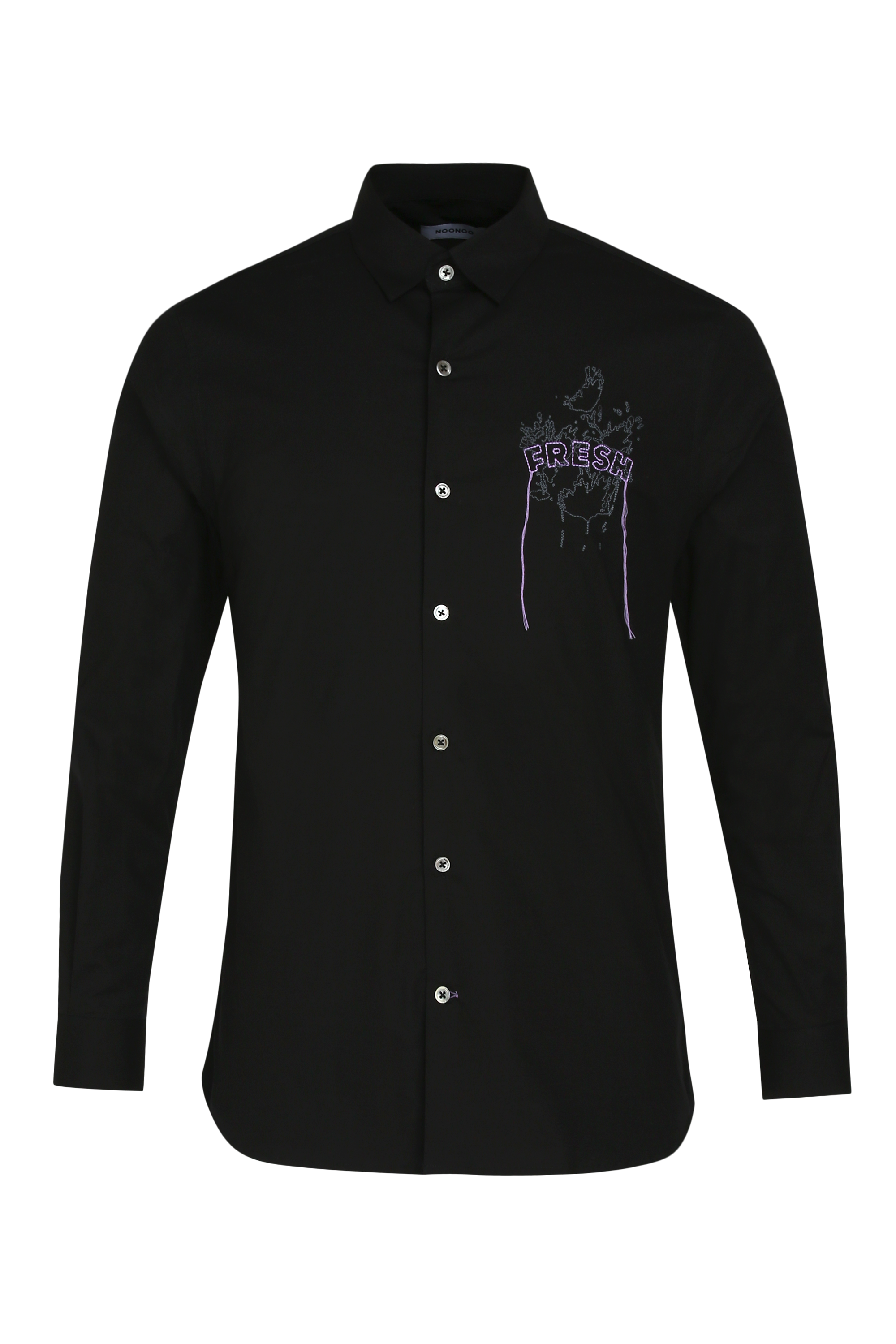 The Black Organic Shirt With Frayed Yarn – NOONOO