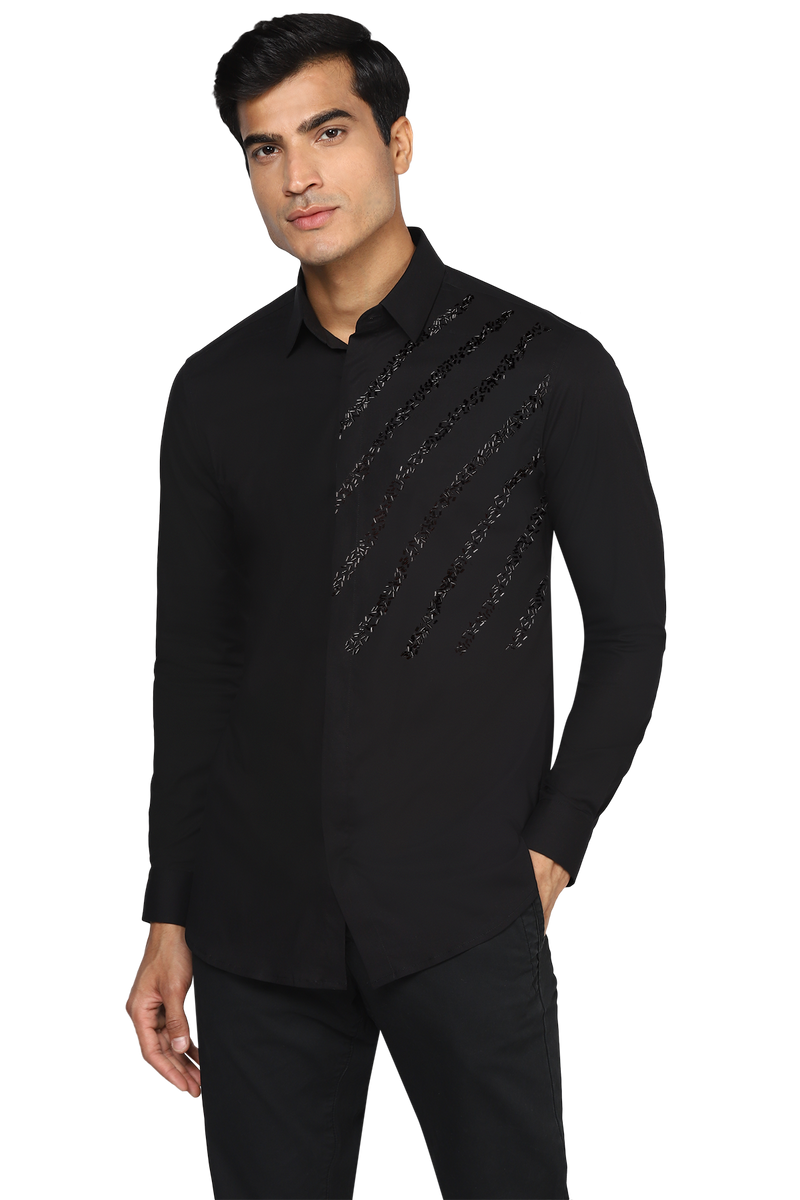 SHIMMERY KNIGHT SHIRT IN BLACK