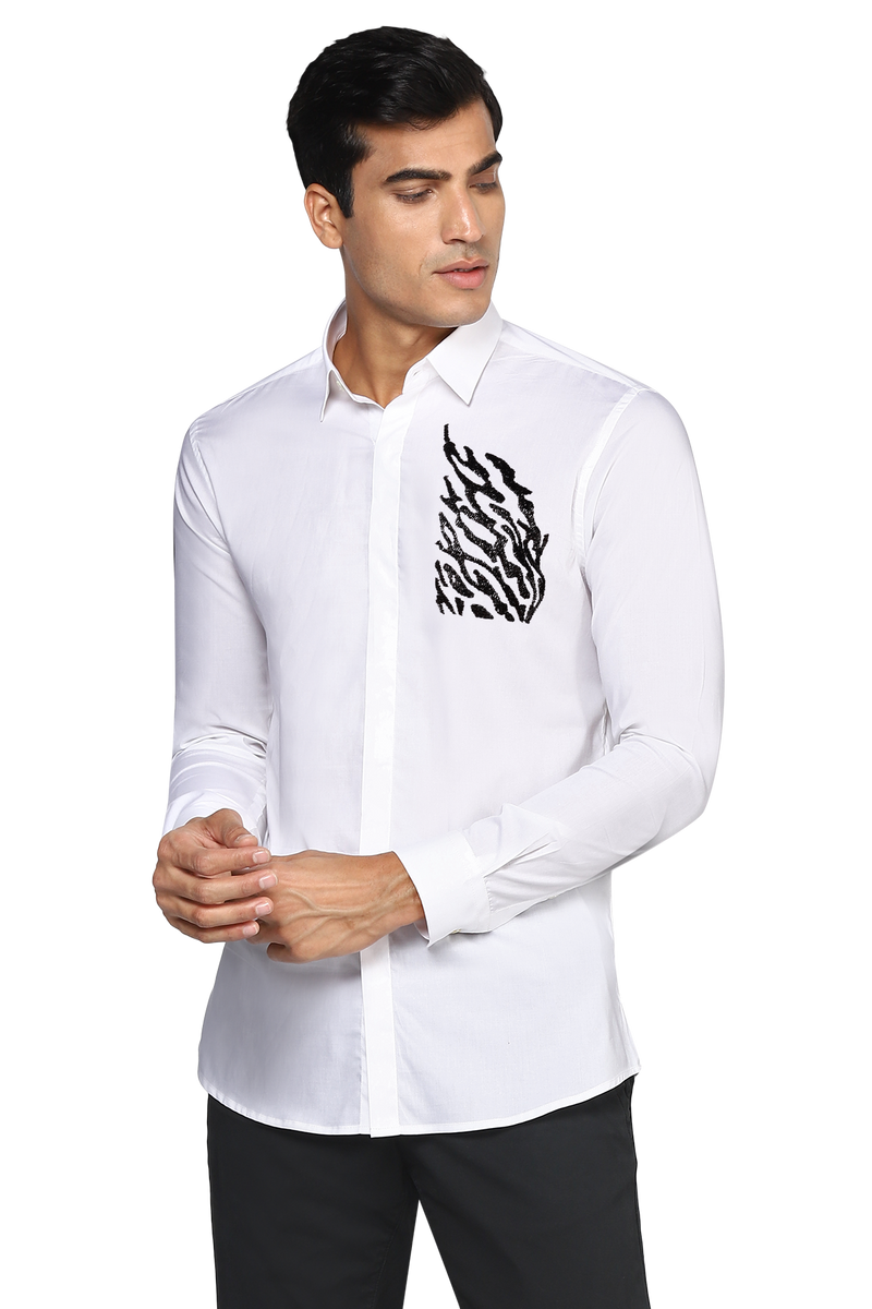 THE GROOVING PATCH BLING SHIRT IN WHITE