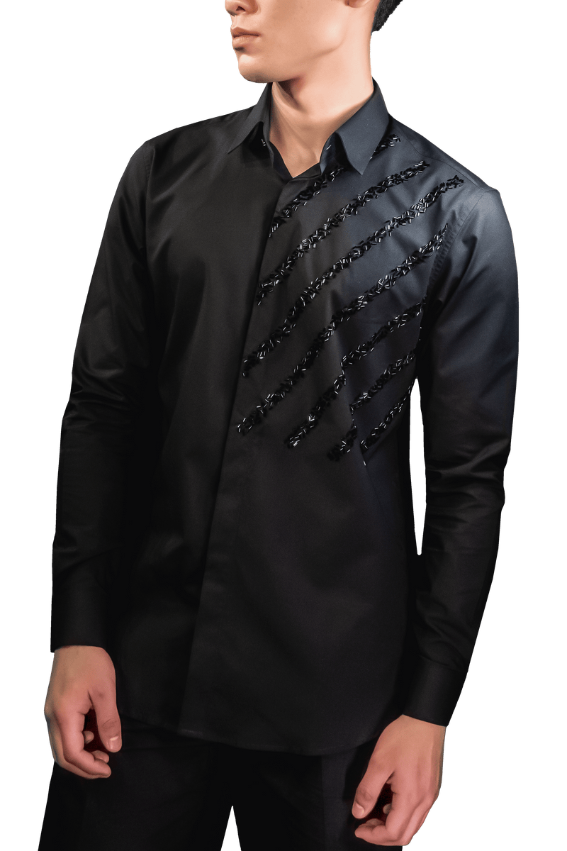 SHIMMERY KNIGHT SHIRT IN BLACK