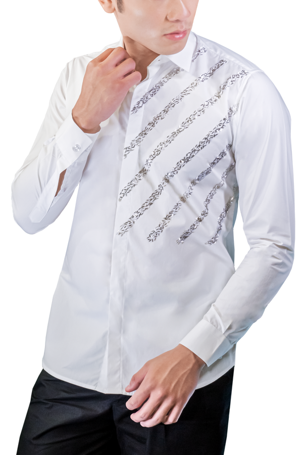 SHIMMERY KNIGHT SHIRT IN WHITE