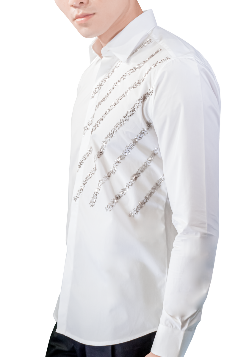 SHIMMERY KNIGHT SHIRT IN WHITE