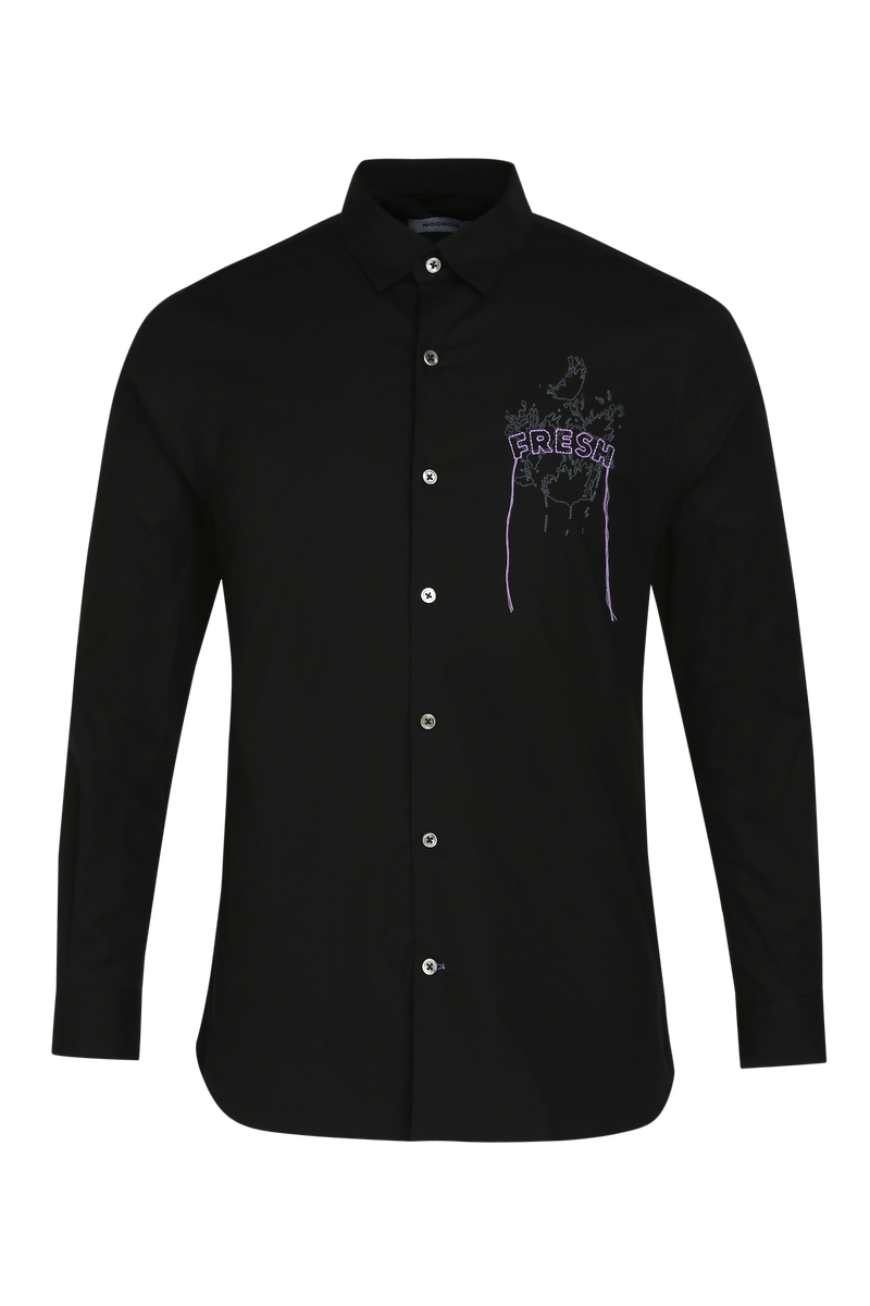 The Black Organic Shirt With Frayed Yarn