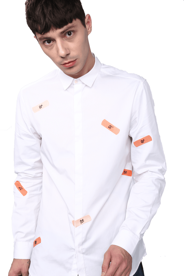 The Taped Up Shirt in Peach - NOONOO